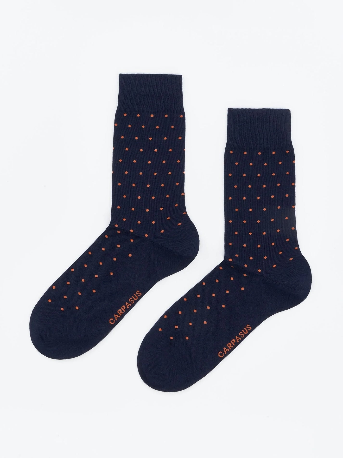 Carpasus / Chaussettes marine à pois orange