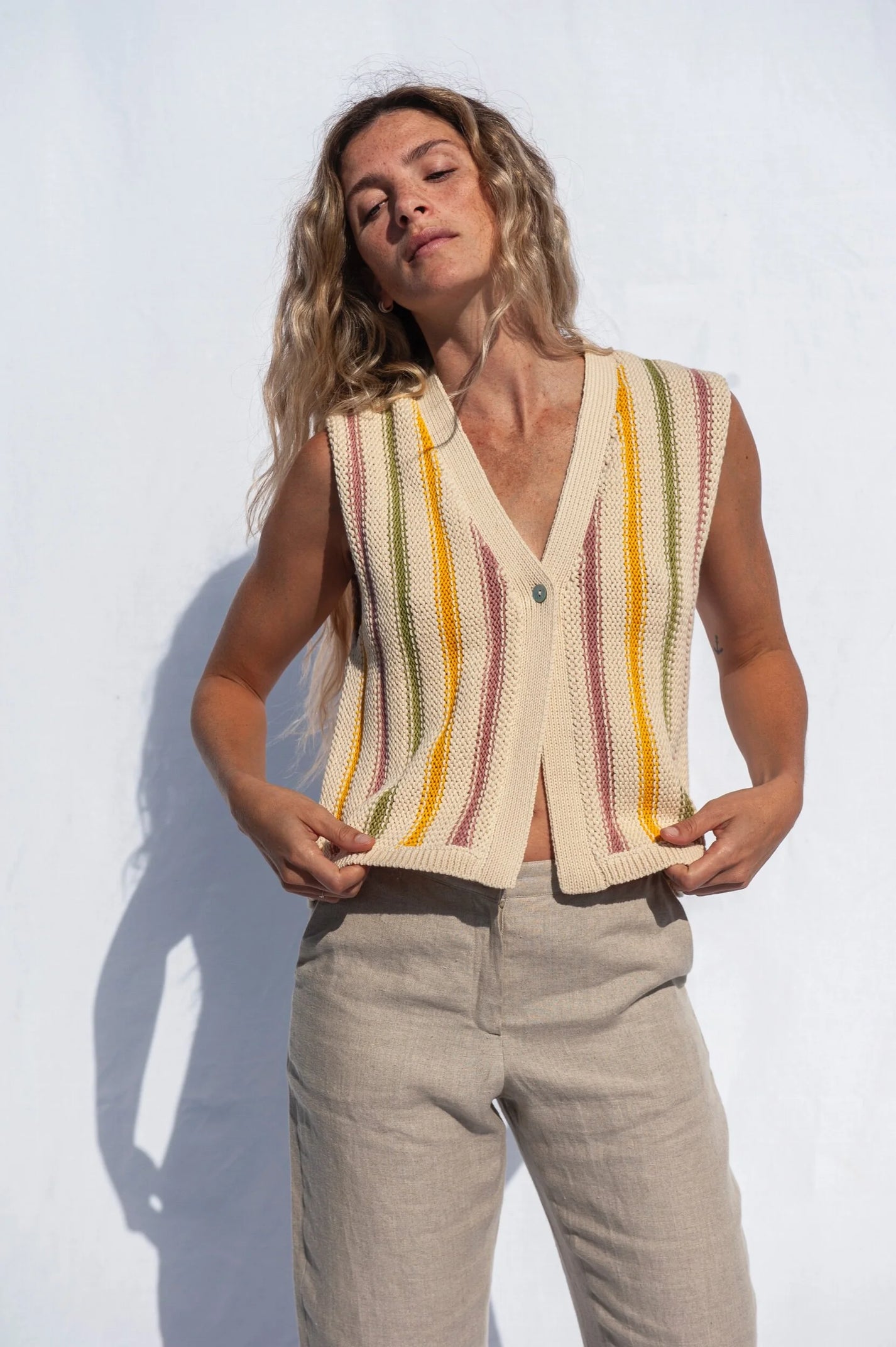 Jungle Folk / Gilet Cora, rayé