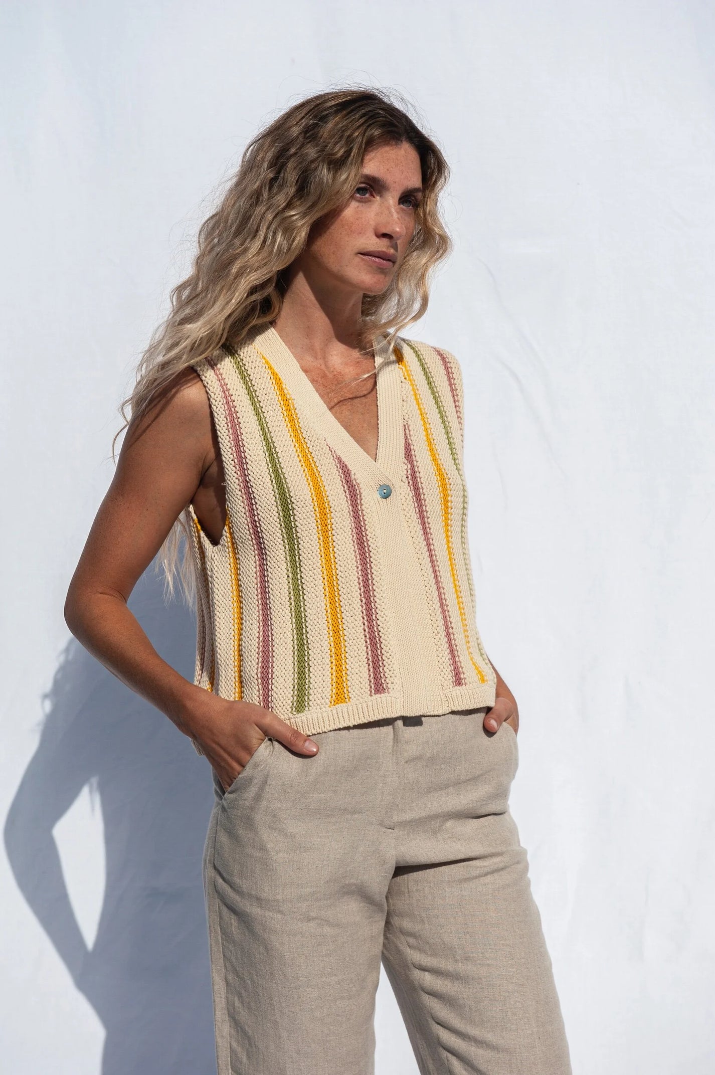 Jungle Folk / Gilet Cora, rayé