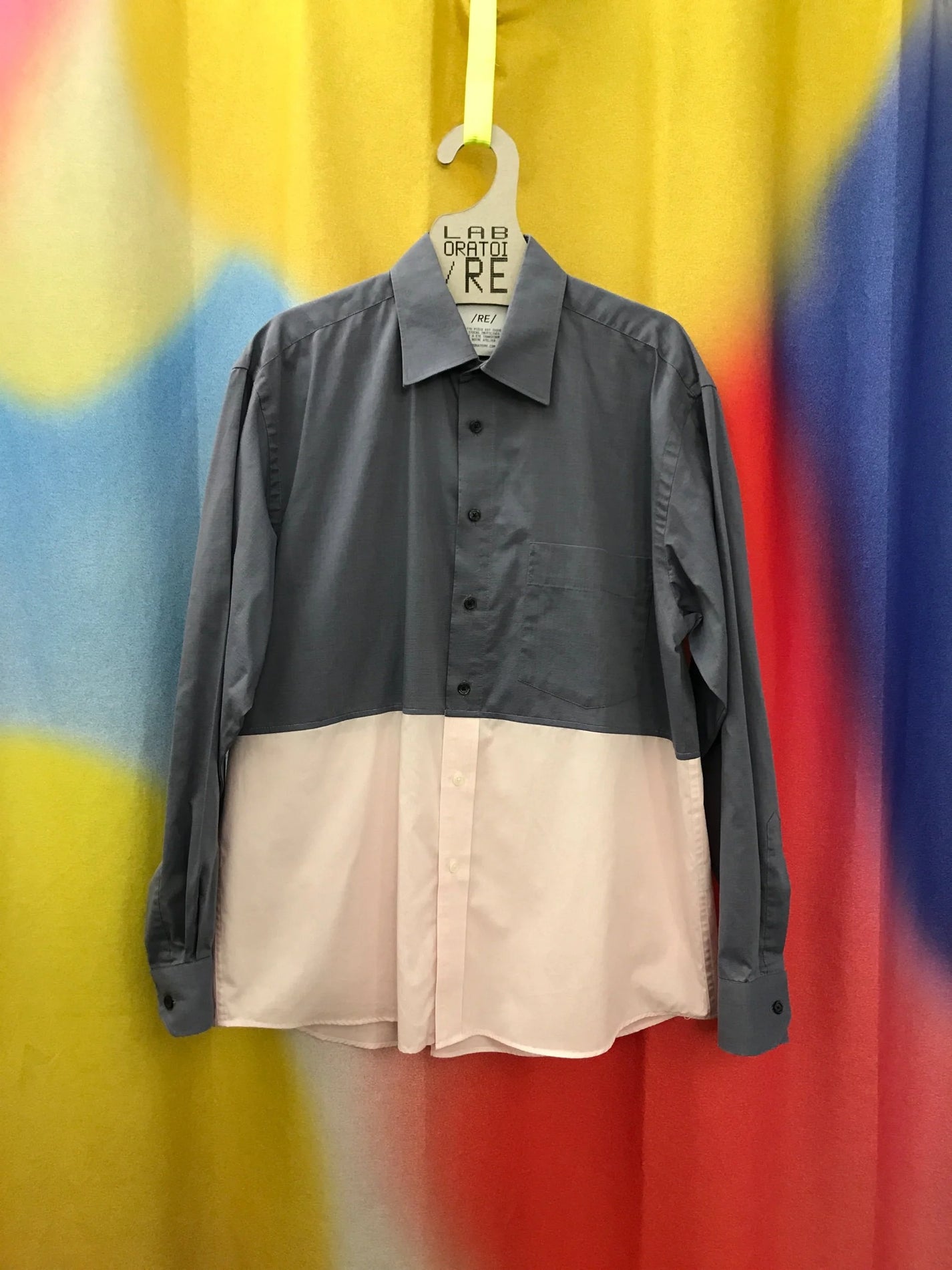 RE/Papa's shirt / Chemise manches longues, n°4 bleu-gris/rose
