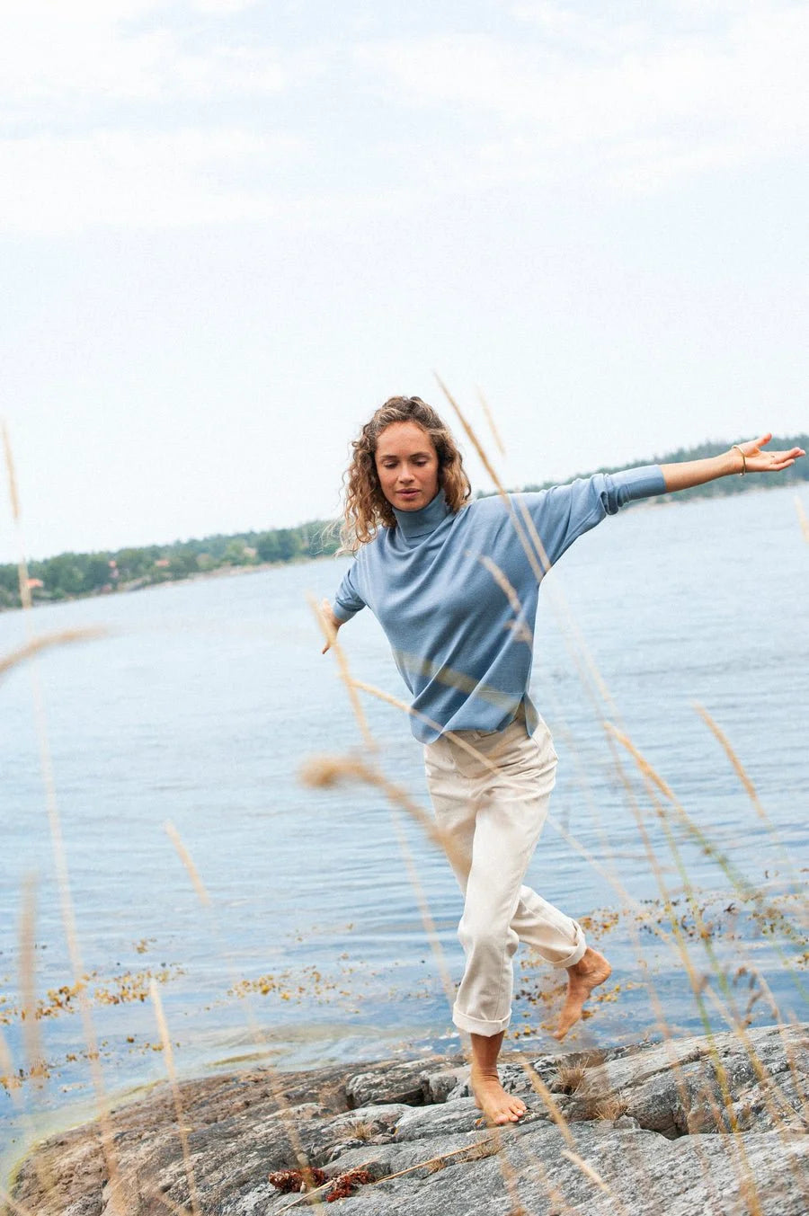Jungle Folk / Pull Petra, bleu clair