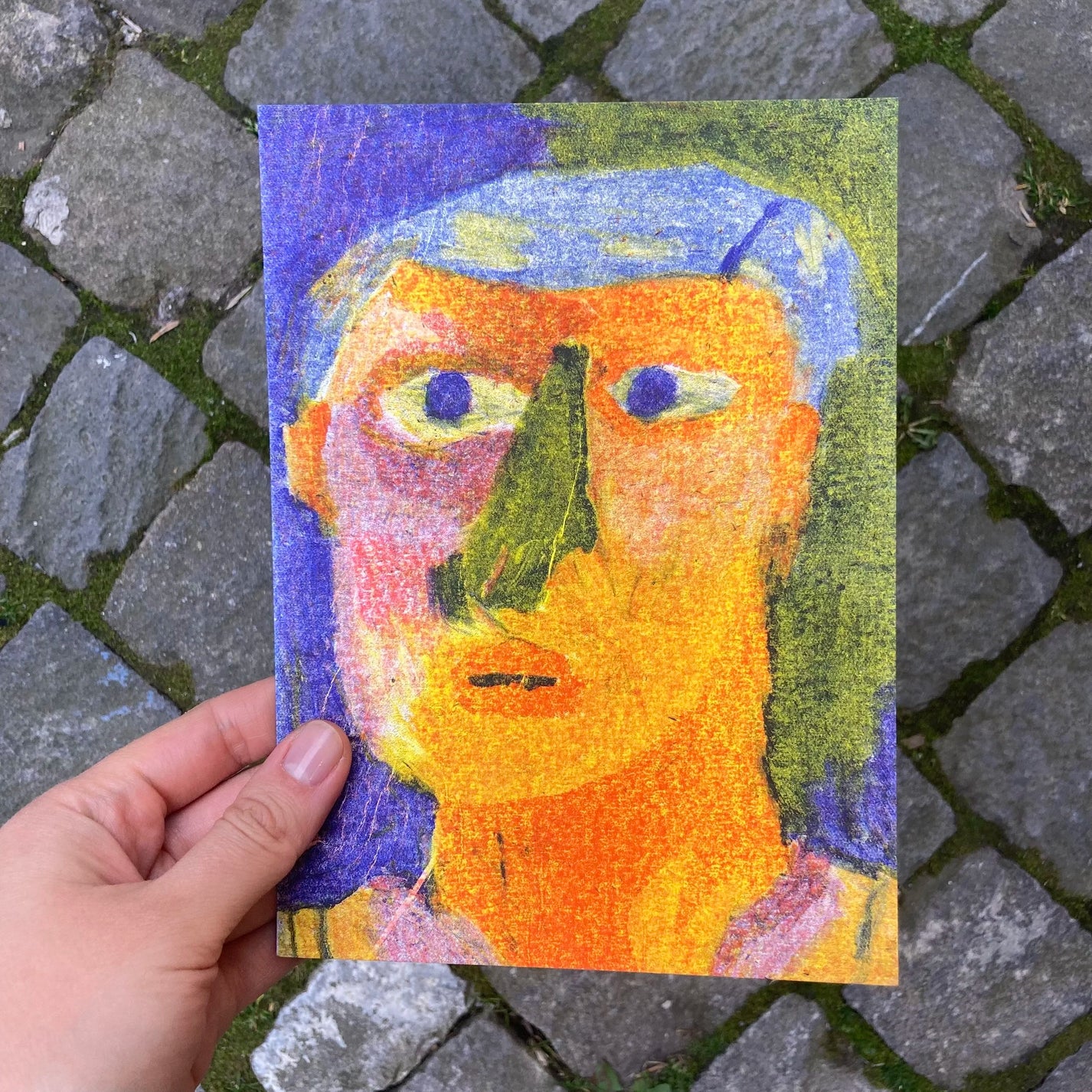Joe Dessin / Illustration Riso - Visage avec nez vert
