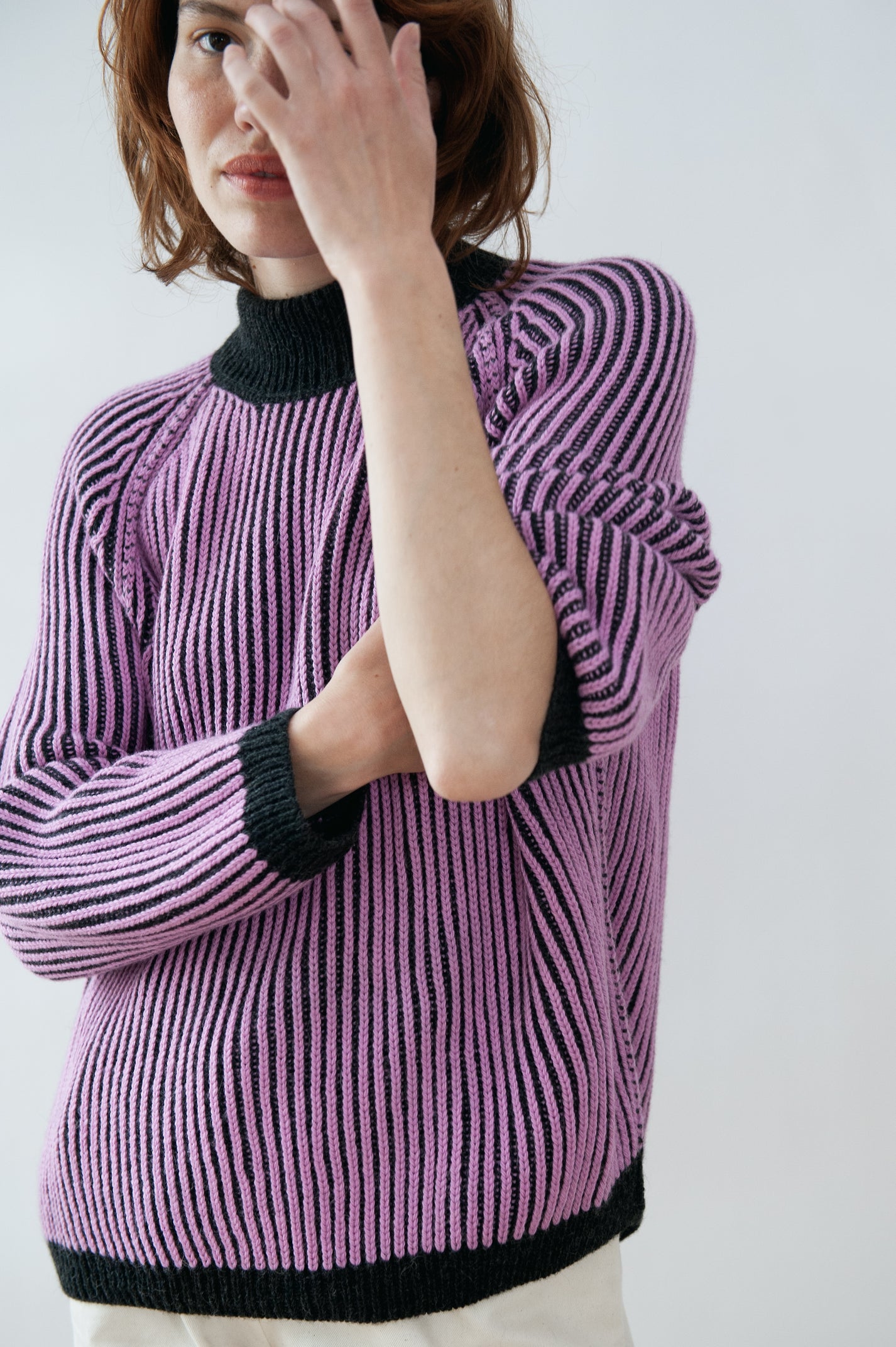 Jungle Folk / Pull Brooke réversible - rose et noir