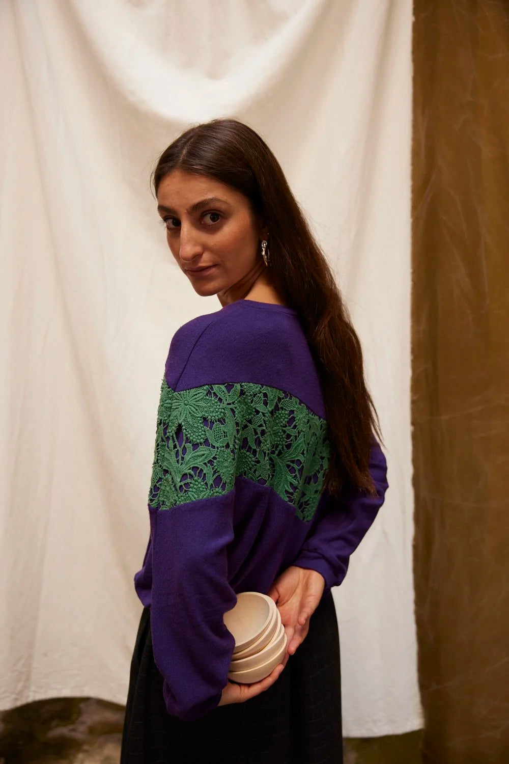 RE/LABO / Pull RE/Aztèque, violet-vert