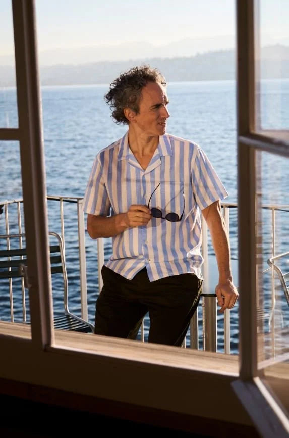 CARPASUS / Chemise Orto manches courtes - rayé bleu clair