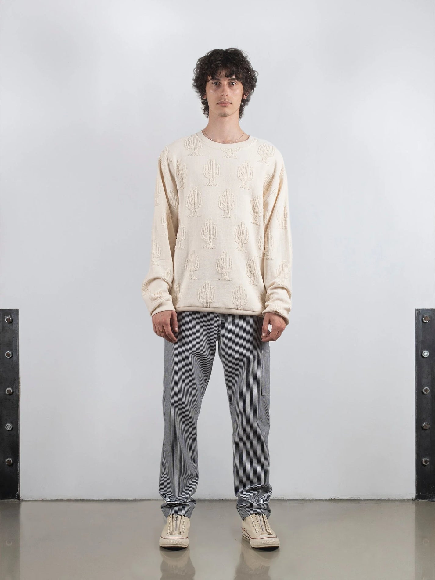 CREST / Pull motifs cactus, beige