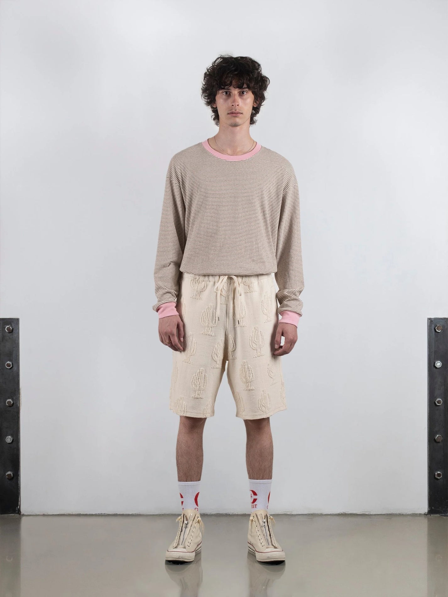 CREST / Shorts motifs cactus, beige