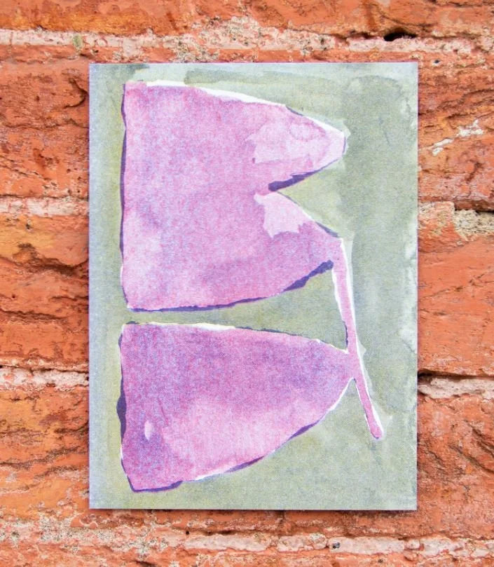 Joe Dessin / Illustration Riso - Forme abstraite violette fond kaki