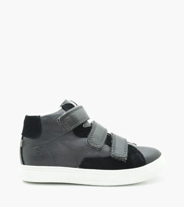 BENJIE / baskets à velcro kids "HERMANCE" - noir et anthracite