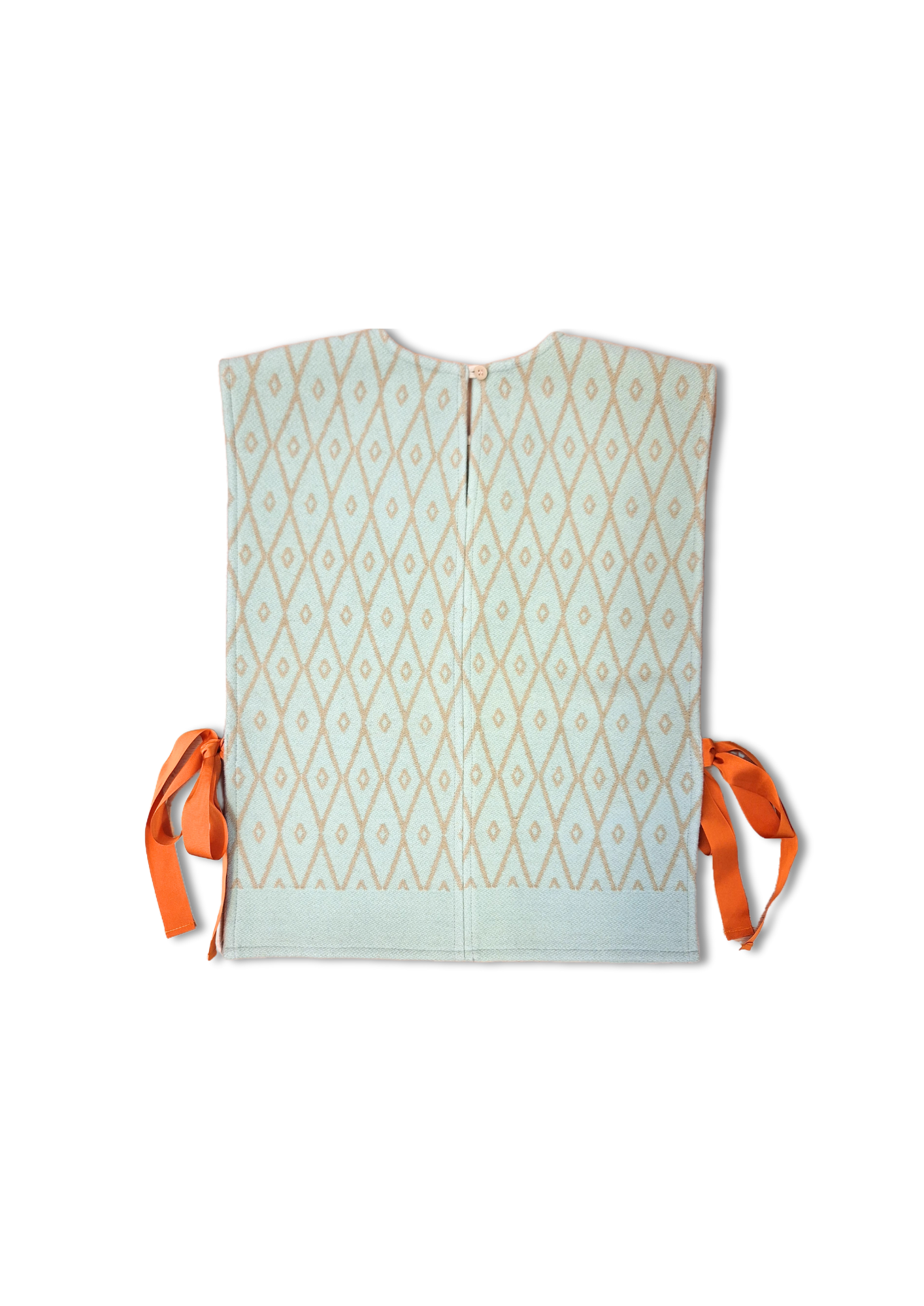 RE/Cover / Gilet à nœuds n°10 -vert menthe et motifs losanges camel