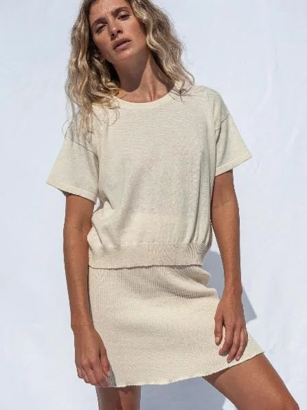 Jungle Folk / top en maille El sur - Ivory