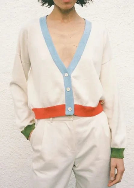 Jungle Folk / cardigan Mika - Ivory, Moss, Ice Blue, Red