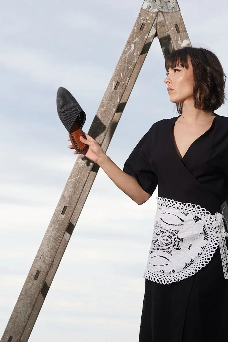 Jungle Folk / Mocassins en paille - Noir