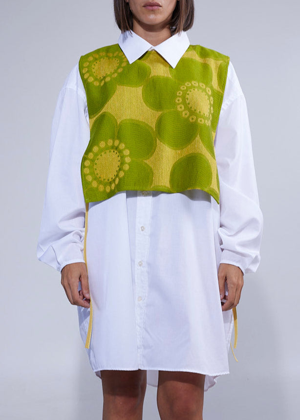 RE/Cover / Gilet à nœuds n°7- vert à motifs fleuris