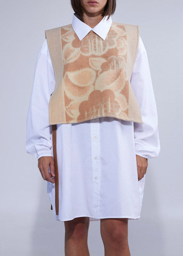 RE/Cover / Gilet à nœuds n°6- beige à fleurs