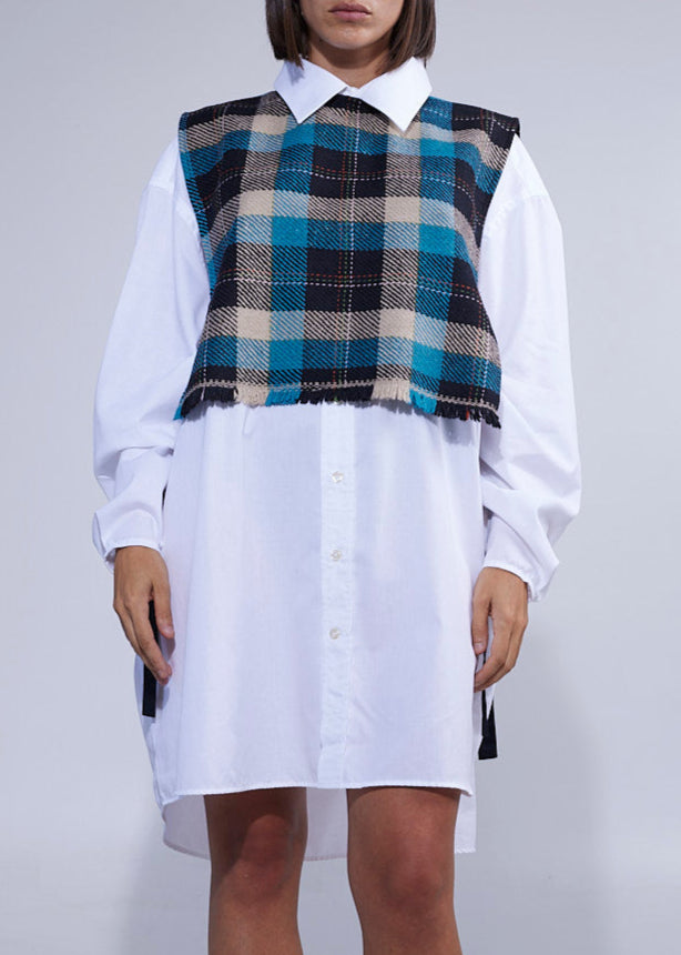 RE/Cover / Gilet à nœuds n°4 - bleu à carreaux