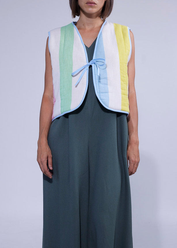 RE/Cover / Gilet "mouton" court - rayé coloré