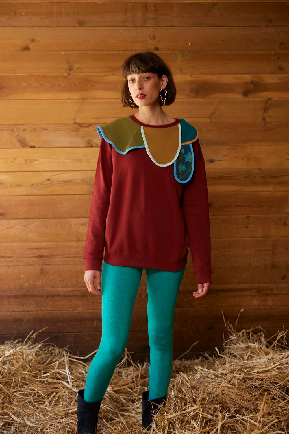 RE/Little Indi / Pull Pétales bordeau