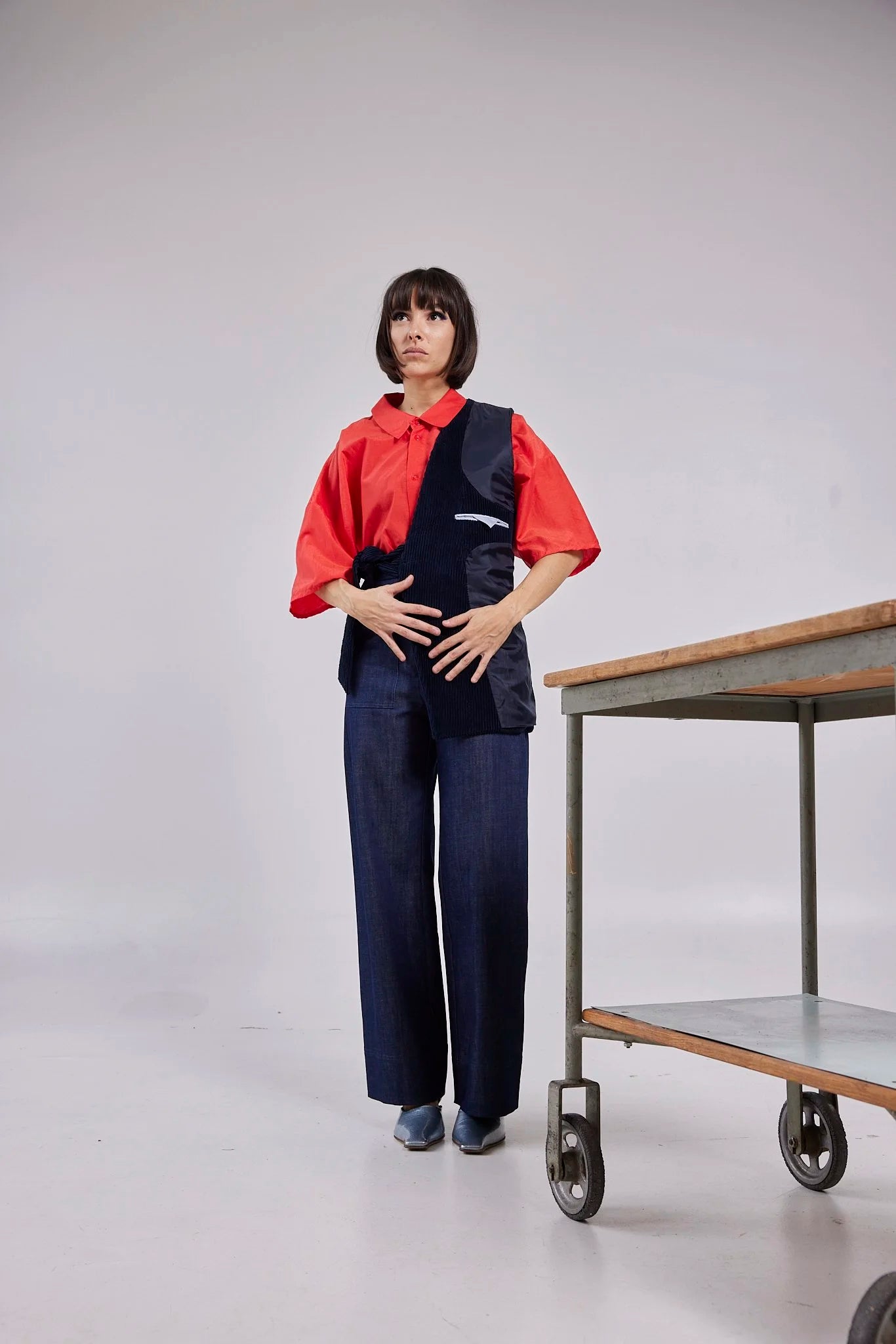 RE/Papa's Blazer demi - n°14 velours côtelé marine gauche