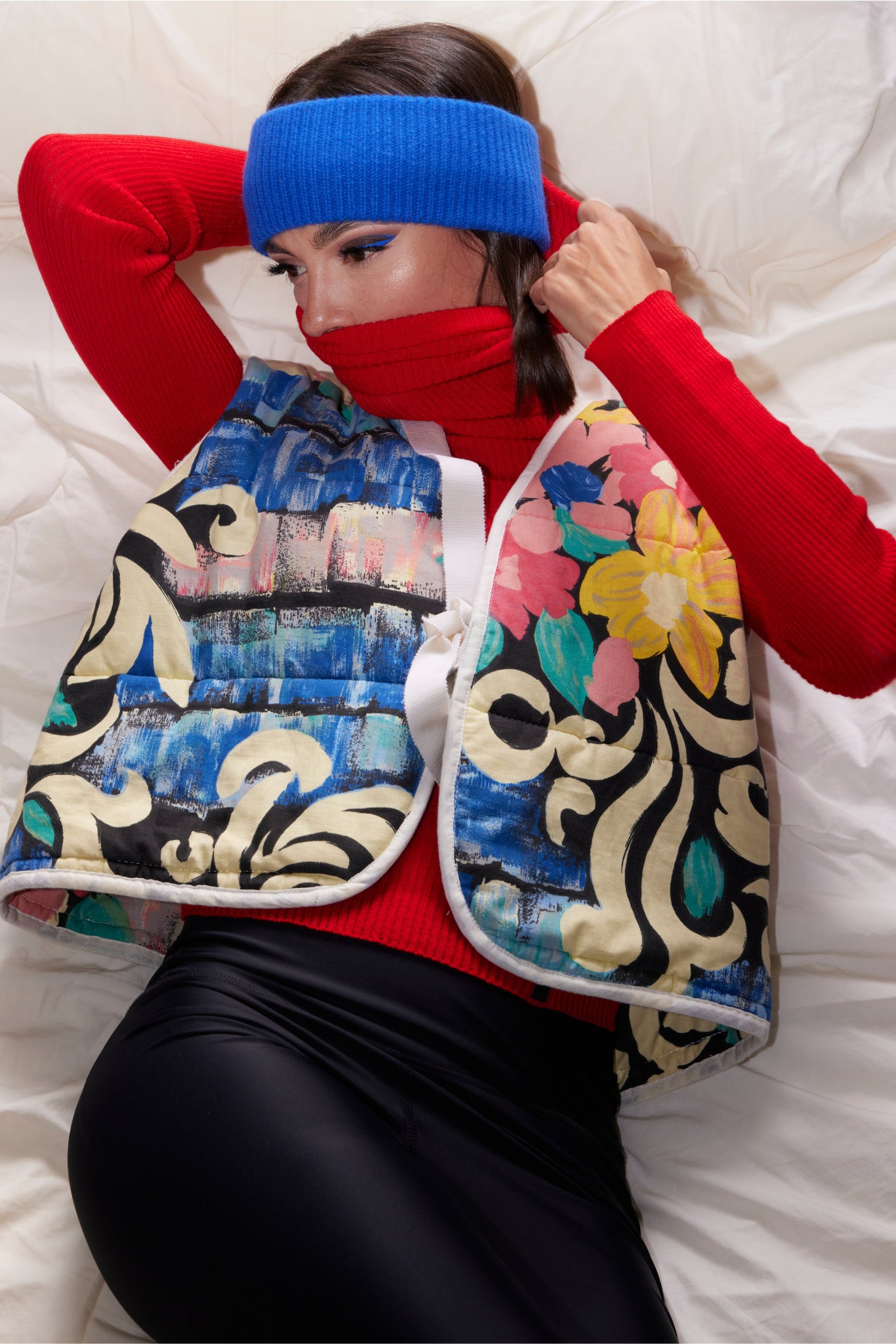 RE/Cover / Gilet "mouton" court - Fleuri coloré