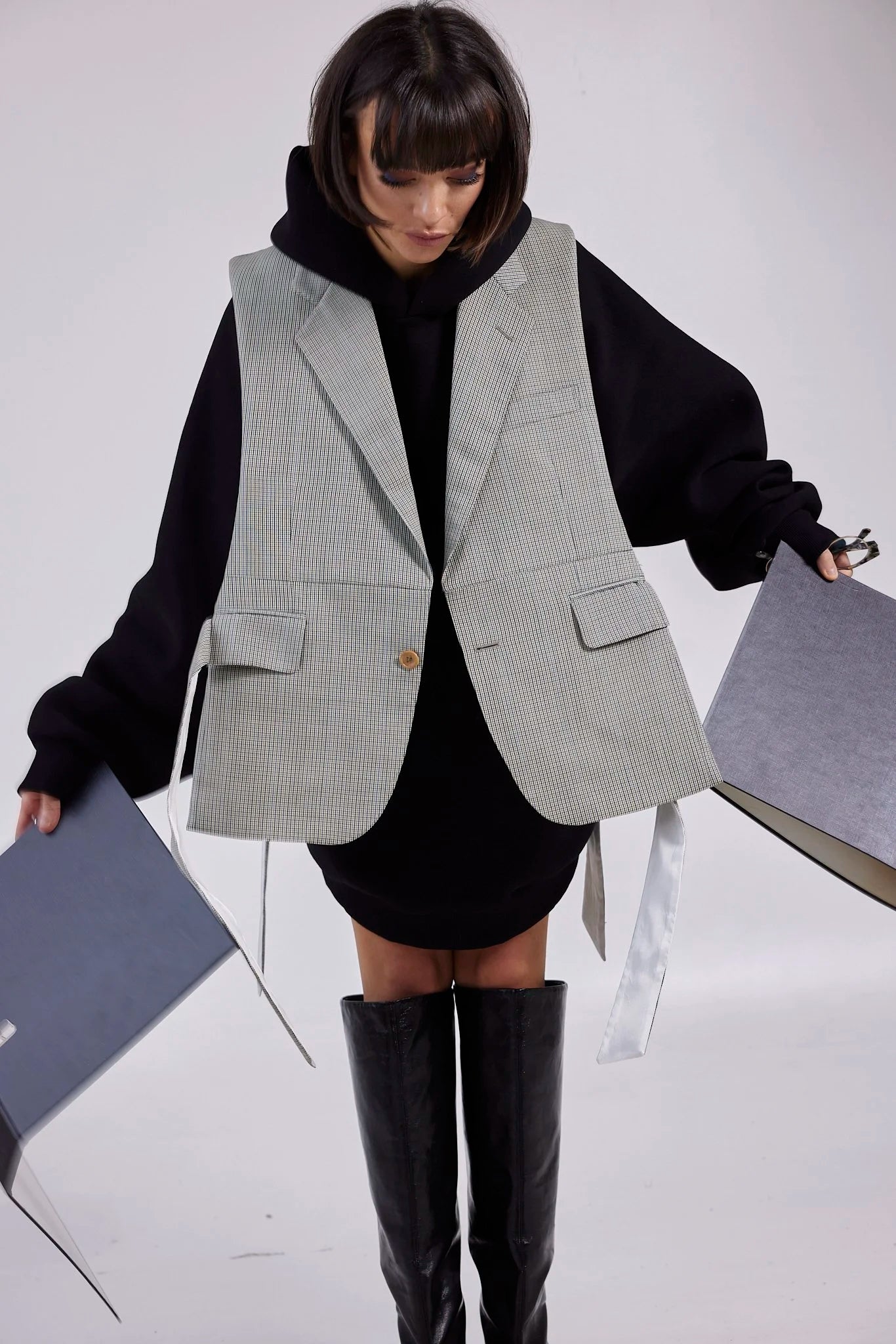 RE/Papa's Blazer à noeuds - n°10 beige à carreaux