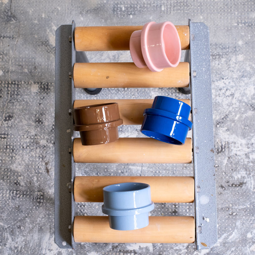 Tasse empilable / Bleu, bleu clair, rose