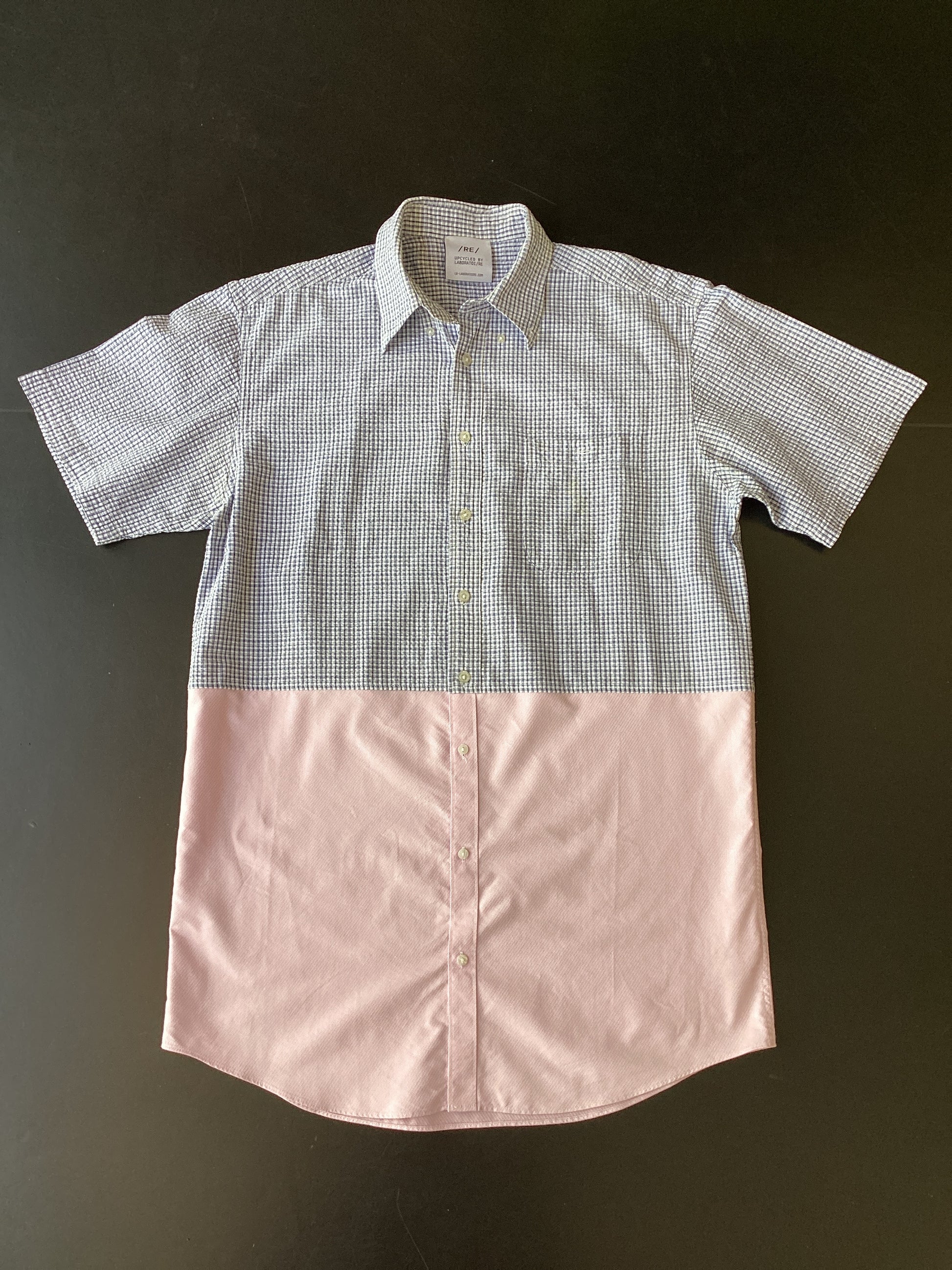 RE/Papa's shirt / Robe N°54, carreaux bleu/rose pastel