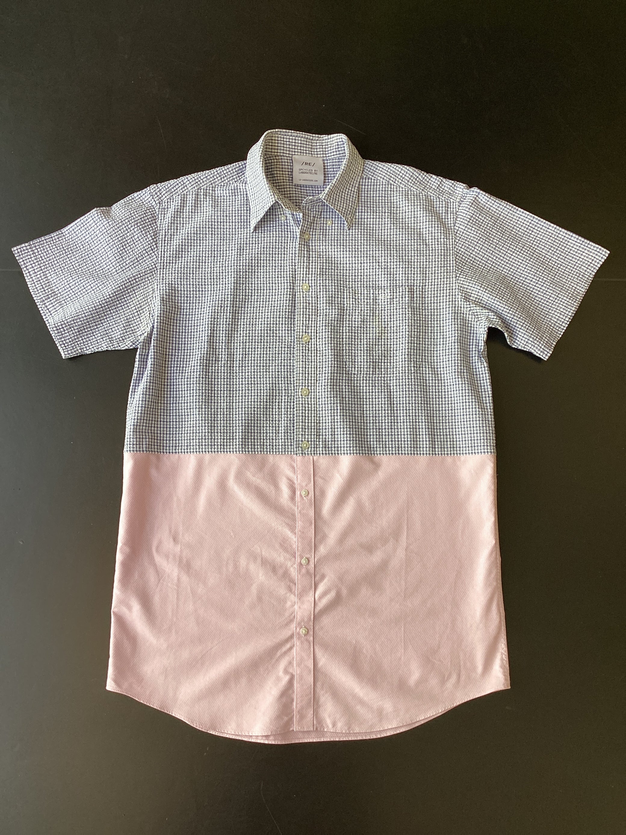 RE/Papa's shirt / Robe N°54, carreaux bleu/rose pastel