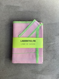 LABORATOI/RE / Linge de cuisine - Rose pastel + vert fluo