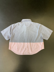 RE/Papa's shirt / Chemise manches courtes, n°51 bleu-gris/blanc rayé rose