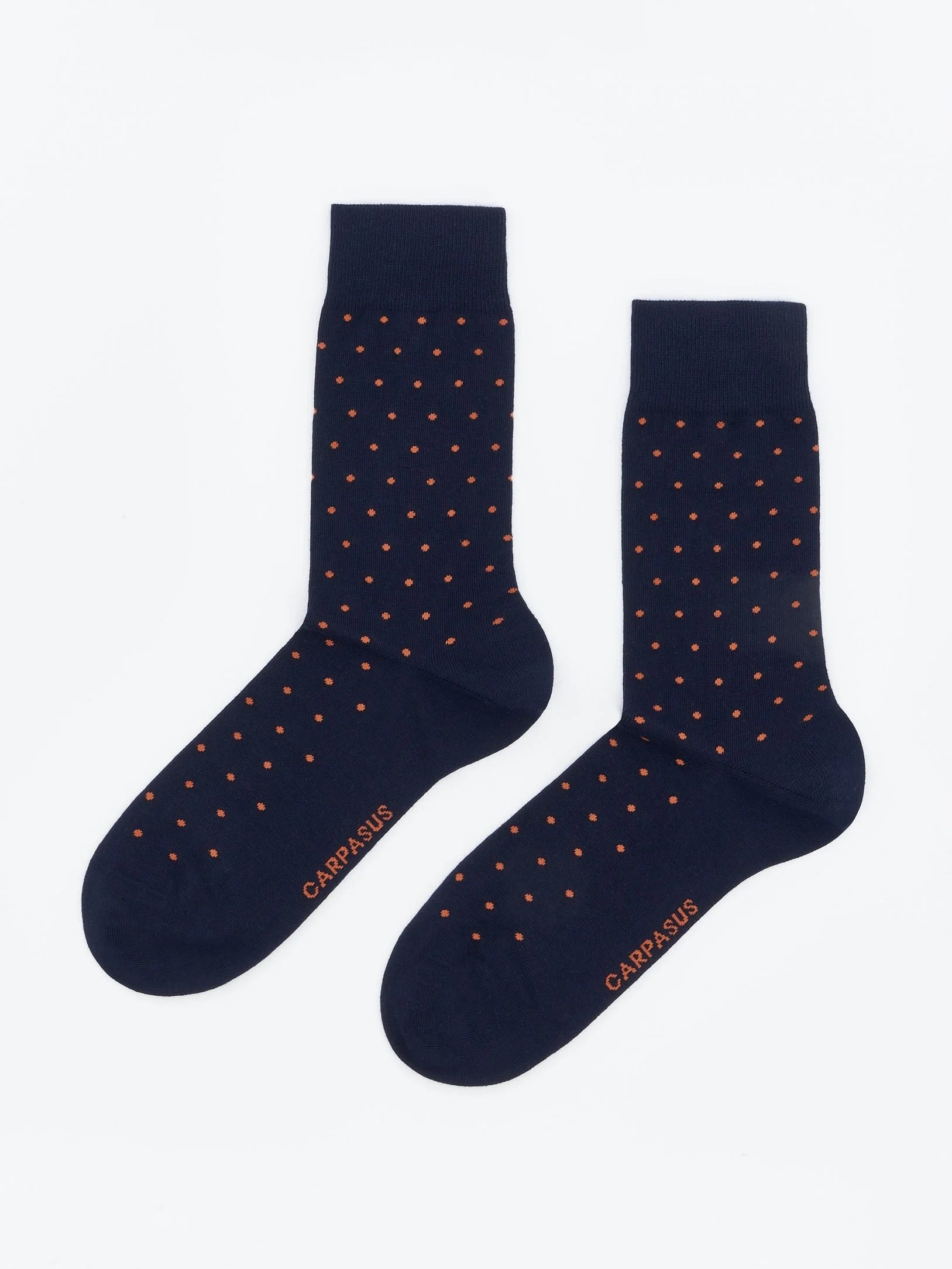 Carpasus / Chaussettes marine à pois orange