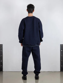 CREST / Pull matelassé, bleu marine