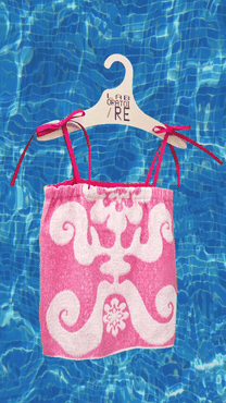 RE/Terry / Top tissu éponge à bretelles - rose à motifs abstrait N°9