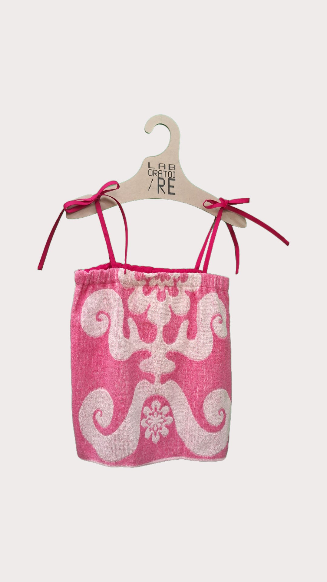 RE/Terry / Terrycloth strappy top - pink with abstract pattern No. 9