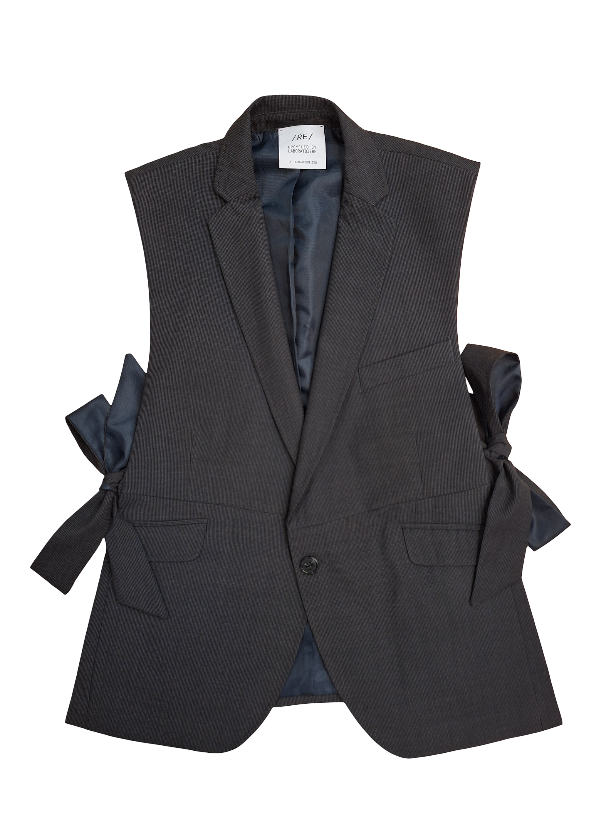 RE/Papa's Blazer à noeuds - n°79 petit quadrillage	gris/brun