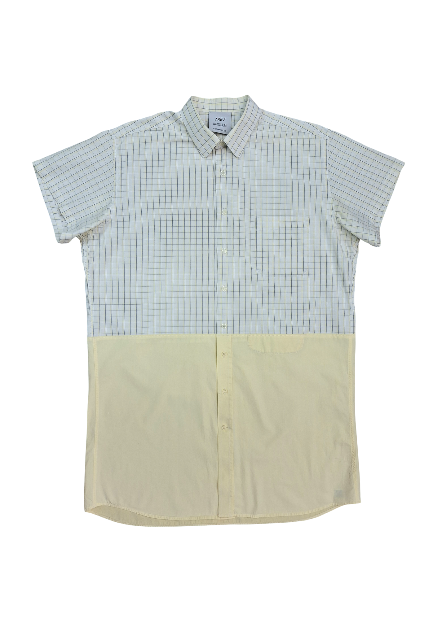 RE/Papa's shirt / Dress No. 48 - yellow and white plaid/solid