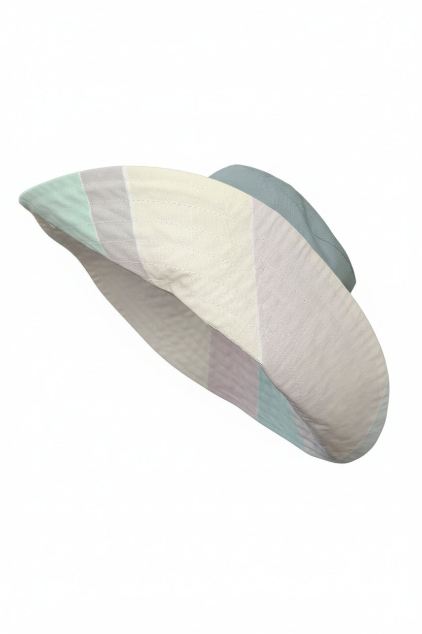Laboratoi/RE / Bob "straps" - tissu coton bleu/gris rayé pastel
