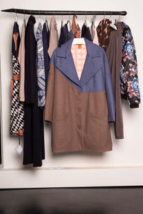 RE/LABO / Manteau RE/FAMILY, taupe/lavande