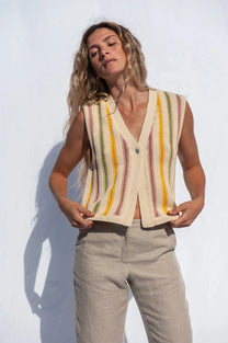 Jungle Folk /  Gilet Cora, rayé