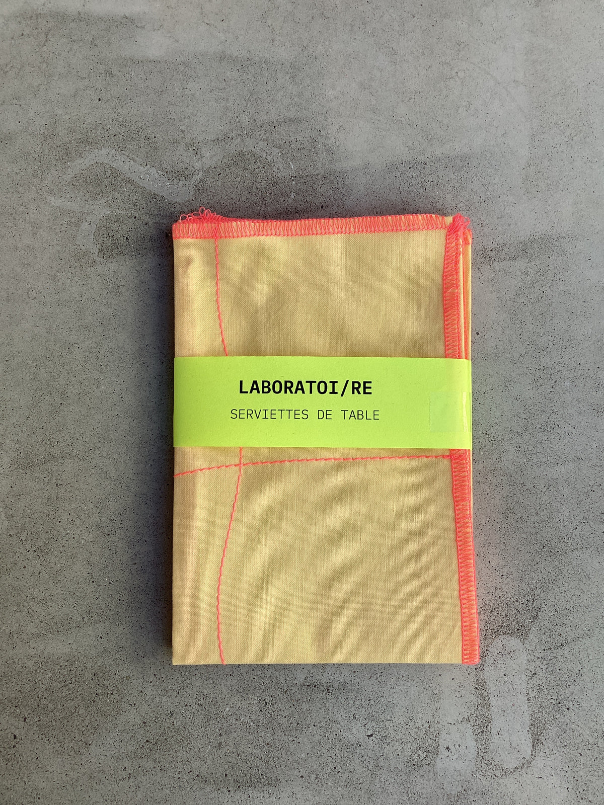 LABORATOI/RE / 2 Serviettes de Table, Jaune+rose fluo