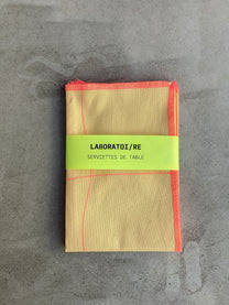 LABORATOI/RE / 2 Serviettes de Table, Jaune+rose fluo