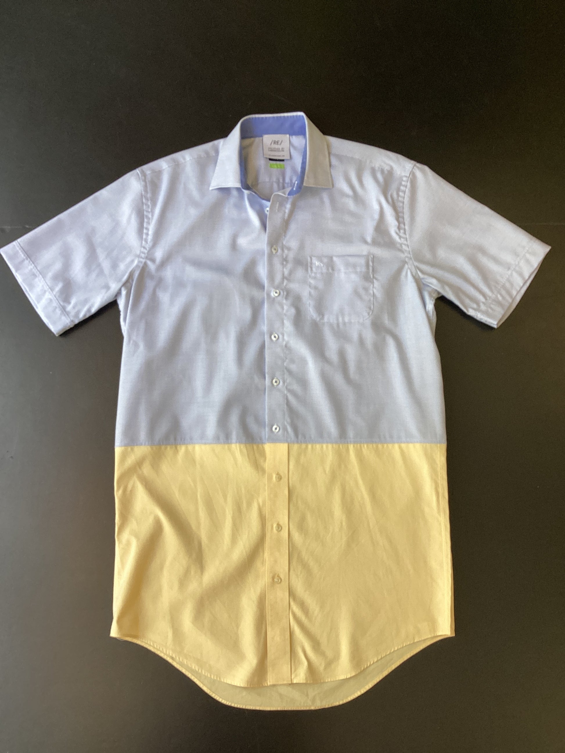RE/Papa's shirt / Robe N°52, mini carreaux ciel/vanille