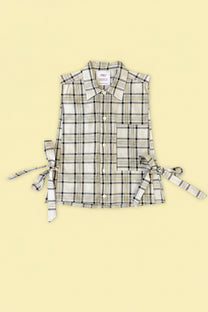 RE/Papa's shirt / Chemise crop nœuds - n°43 gris clair à carreaux