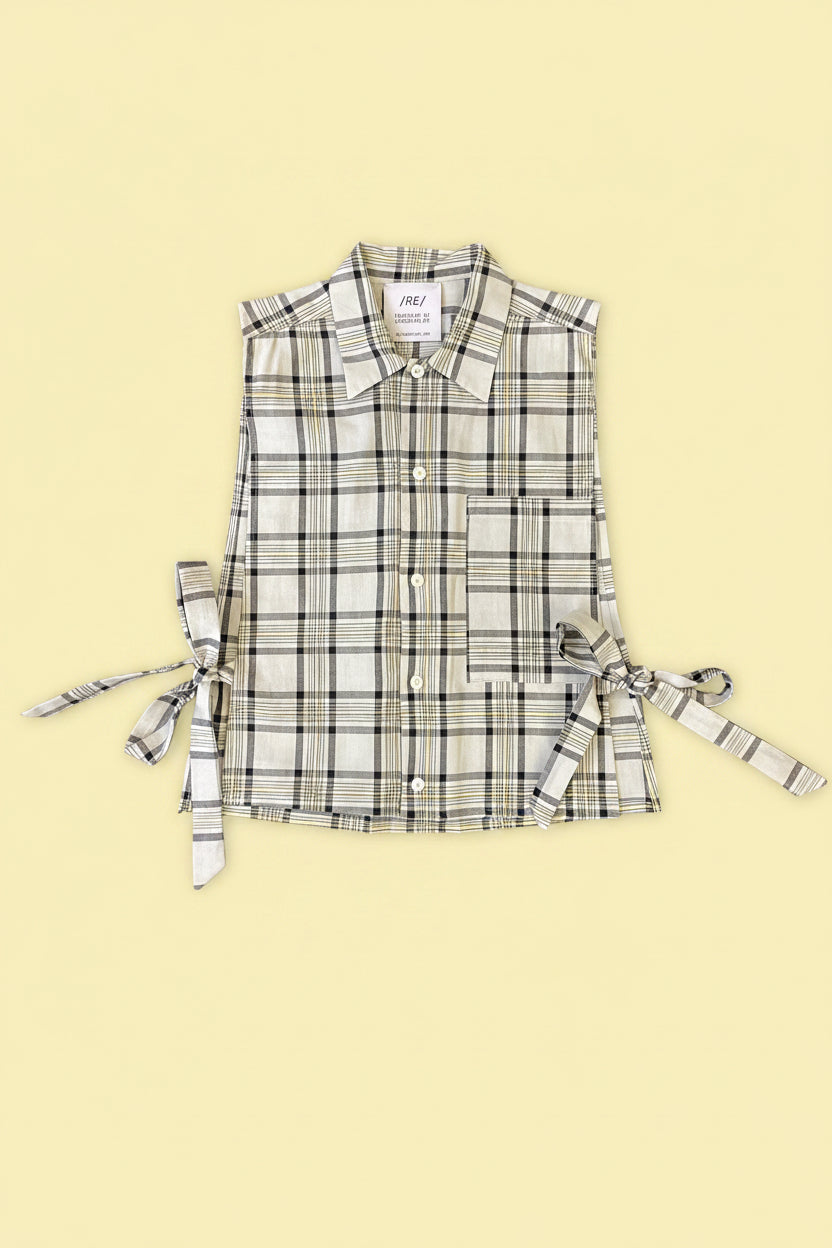 RE/Papa's shirt / Chemise crop nœuds - n°43 gris clair à carreaux