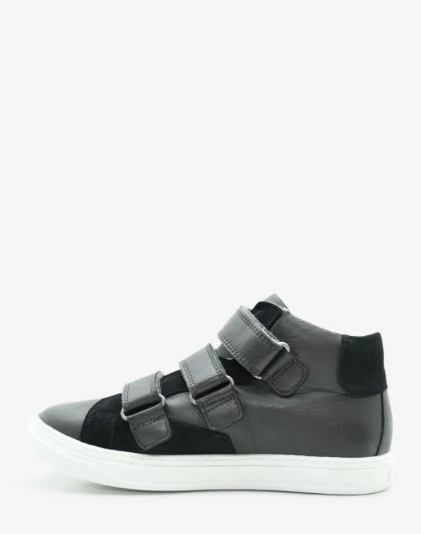 BENJIE / junior and adult &quot;HERMANCE&quot; velcro sneakers - black and anthracite