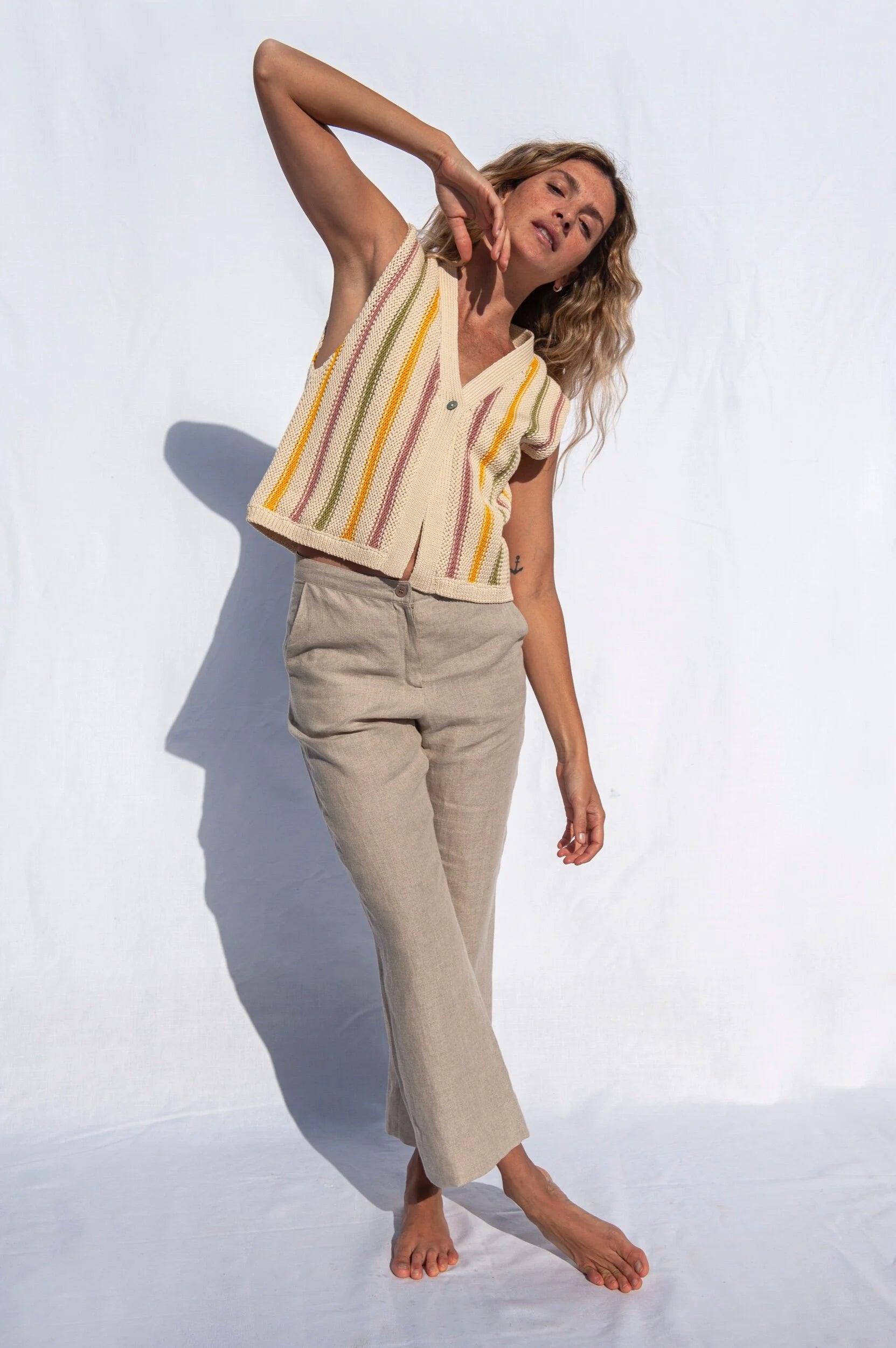 Jungle Folk /  Gilet Cora, rayé