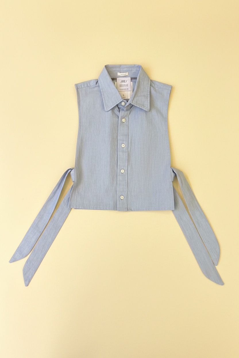 RE/Papa's shirt / Chemise crop nœuds - n°44 gris fines lignes
