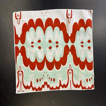 LABO / Mouchoirs en tissu, motifs bordeaux - menthe