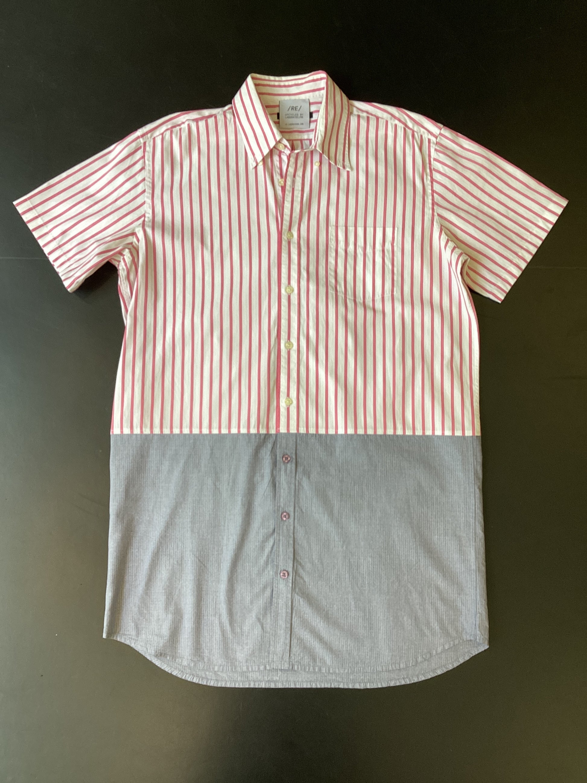 RE/Papa's shirt / Robe N°50 blanc rayé rose/bleu-gris