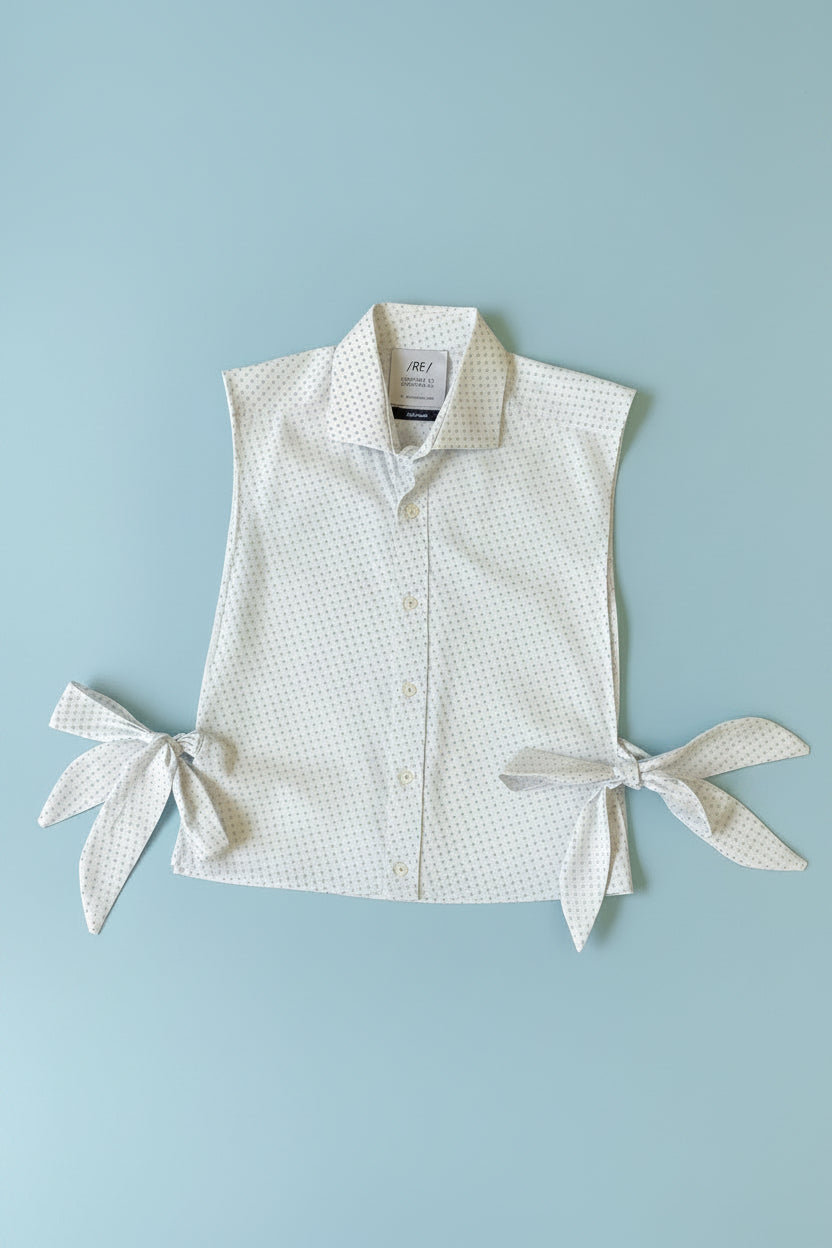 RE/Papa's shirt / Chemise crop nœuds - n°41 blanc motifs bleus